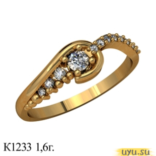 Золотое кольцо 585 пробы с фианитом, К1233