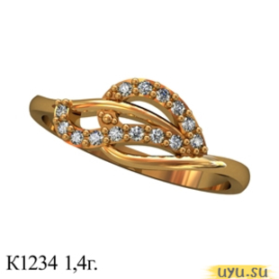 Золотое кольцо 585 пробы с фианитом, К1234
