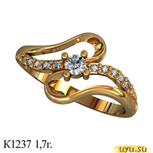 Золотое кольцо 585 пробы с фианитом, К1237