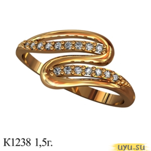 Золотое кольцо 585 пробы с фианитом, К1238