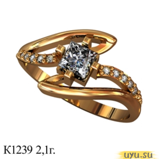 Золотое кольцо 585 пробы с фианитом, К1239