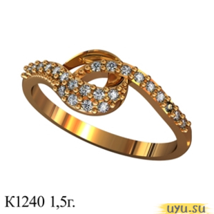 Золотое кольцо 585 пробы с фианитом, К1240