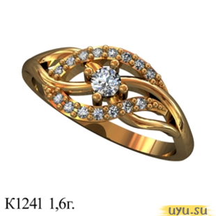 Золотое кольцо 585 пробы с фианитом, К1241
