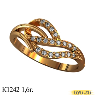 Золотое кольцо 585 пробы с фианитом, К1242