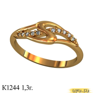 Золотое кольцо 585 пробы с фианитом, К1244