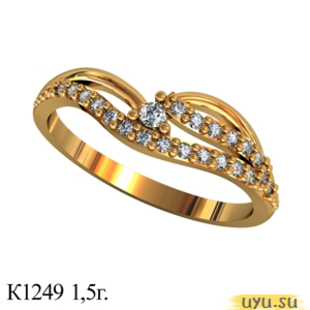 Золотое кольцо 585 пробы с фианитом, К1249