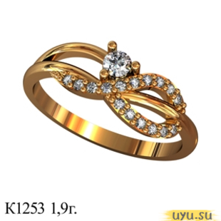 Золотое кольцо 585 пробы с фианитом, К1253