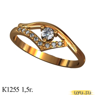 Золотое кольцо 585 пробы с фианитом, К1255