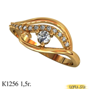 Золотое кольцо 585 пробы с фианитом, К1256