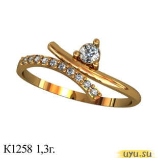 Золотое кольцо 585 пробы с фианитом, К1258