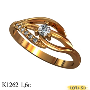 Золотое кольцо 585 пробы с фианитом, К1262