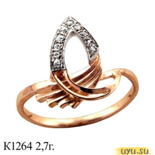 Золотое кольцо 585 пробы с фианитом, К1264