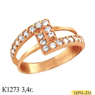 Золотое кольцо 585 пробы с фианитом, К1273