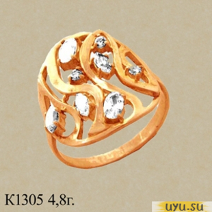 Золотое кольцо 585 пробы с фианитом, К1305