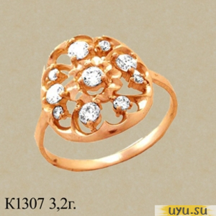 Золотое кольцо 585 пробы с фианитом, К1307