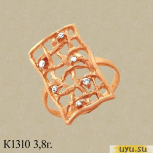 Золотое кольцо 585 пробы с фианитом, К1310