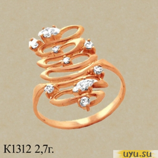 Золотое кольцо 585 пробы с фианитом, К1312