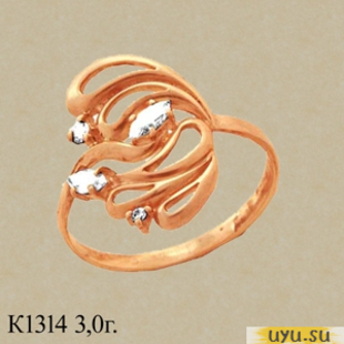 Золотое кольцо 585 пробы с фианитом, К1314