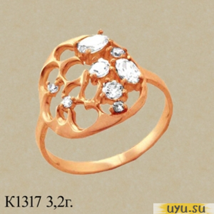 Золотое кольцо 585 пробы с фианитом, К1317