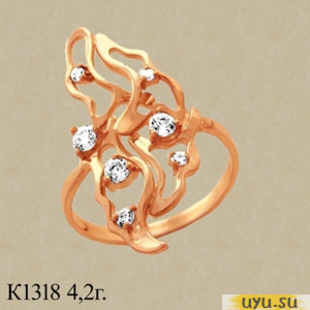 Золотое кольцо 585 пробы с фианитом, К1318
