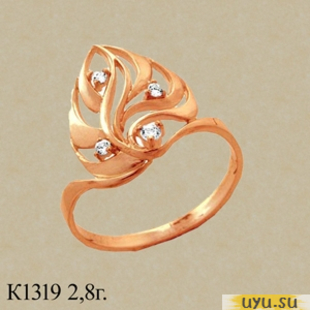 Золотое кольцо 585 пробы с фианитом, К1319