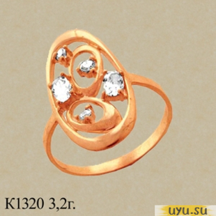Золотое кольцо 585 пробы с фианитом, К1320