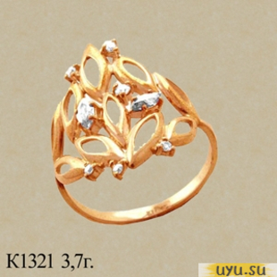 Золотое кольцо 585 пробы с фианитом, К1321
