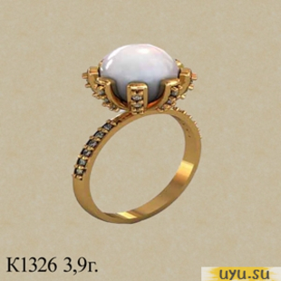 Золотое кольцо 585 пробы с фианитом, К1326