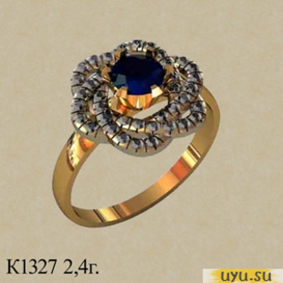 Золотое кольцо 585 пробы с фианитом, К1327