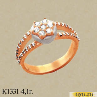 Золотое кольцо 585 пробы с фианитом, К1331