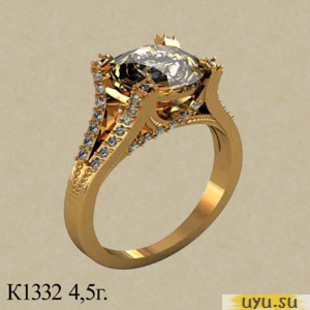 Золотое кольцо 585 пробы с фианитом, К1332