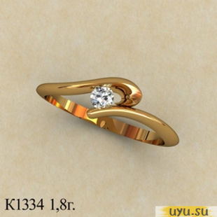 Золотое кольцо 585 пробы с фианитом, К1334