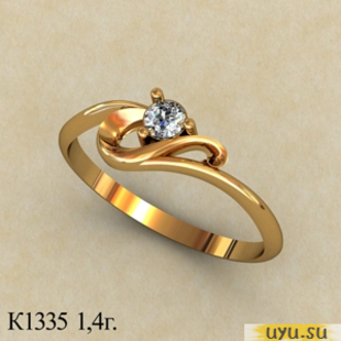 Золотое кольцо 585 пробы с фианитом, К1335