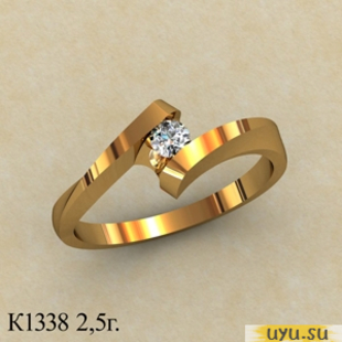 Золотое кольцо 585 пробы с фианитом, К1338