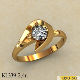 Золотое кольцо 585 пробы с фианитом, К1339