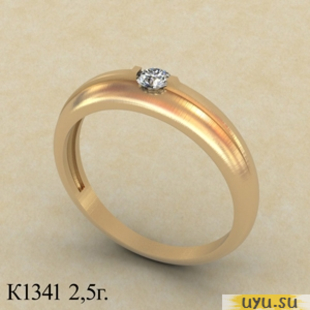 Золотое кольцо 585 пробы с фианитом, К1341