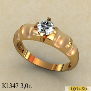 Золотое кольцо 585 пробы с фианитом, К1347