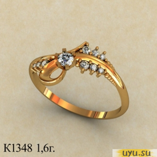 Золотое кольцо 585 пробы с фианитом, К1348