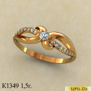 Золотое кольцо 585 пробы с фианитом, К1349