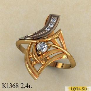 Золотое кольцо 585 пробы с фианитом, К1368