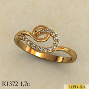 Золотое кольцо 585 пробы с фианитом, К1372