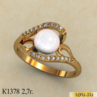 Золотое кольцо 585 пробы с фианитом, К1378