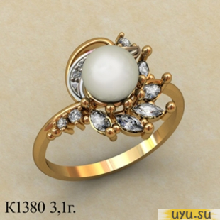 Золотое кольцо 585 пробы с фианитом, К1380