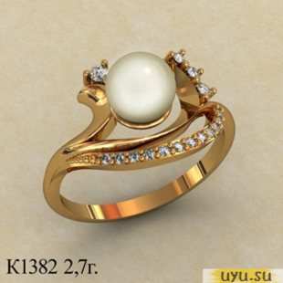 Золотое кольцо 585 пробы с фианитом, К1382