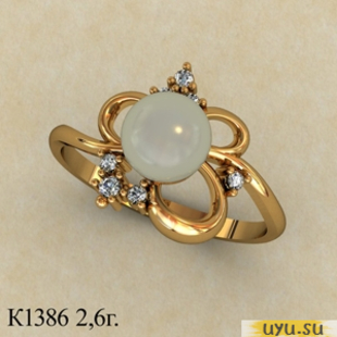 Золотое кольцо 585 пробы с фианитом, К1386