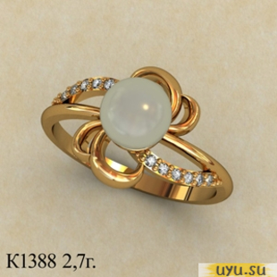 Золотое кольцо 585 пробы с фианитом, К1388