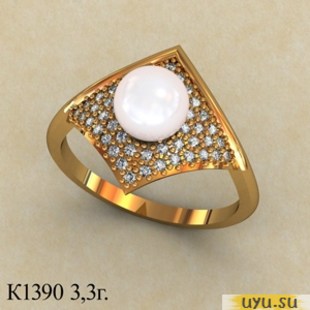 Золотое кольцо 585 пробы с фианитом, К1390