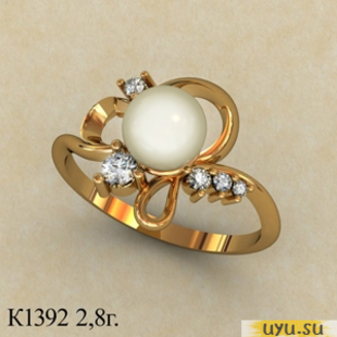 Золотое кольцо 585 пробы с фианитом, К1392