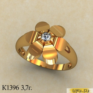 Золотое кольцо 585 пробы с фианитом, К1396