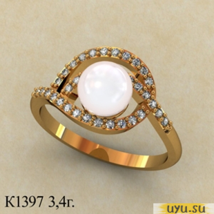 Золотое кольцо 585 пробы с фианитом, К1397